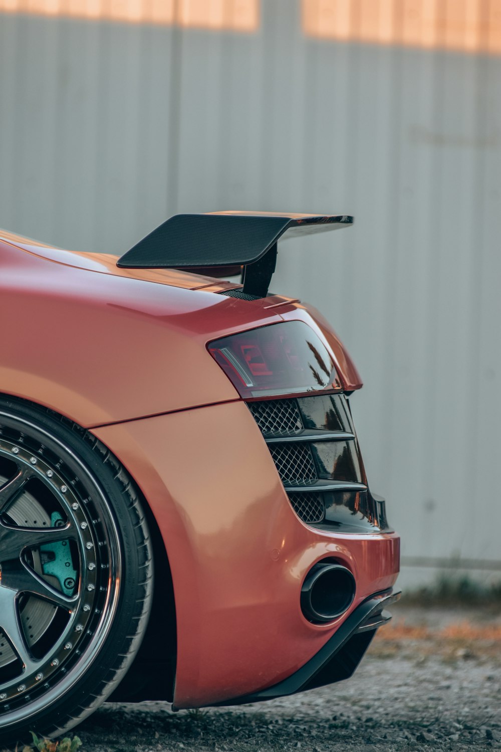 a red car parked