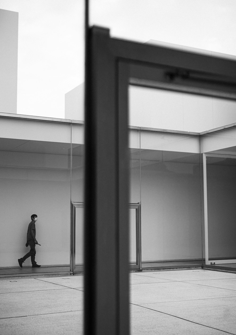a person walking in a building