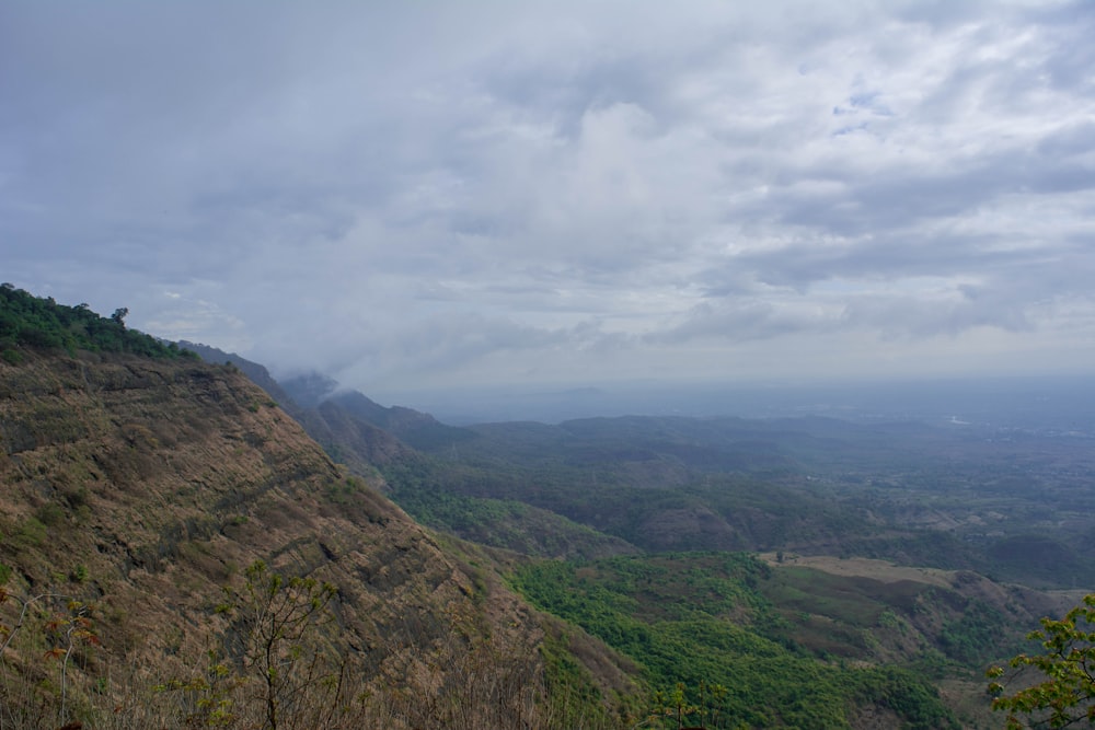 a landscape with hills and trees