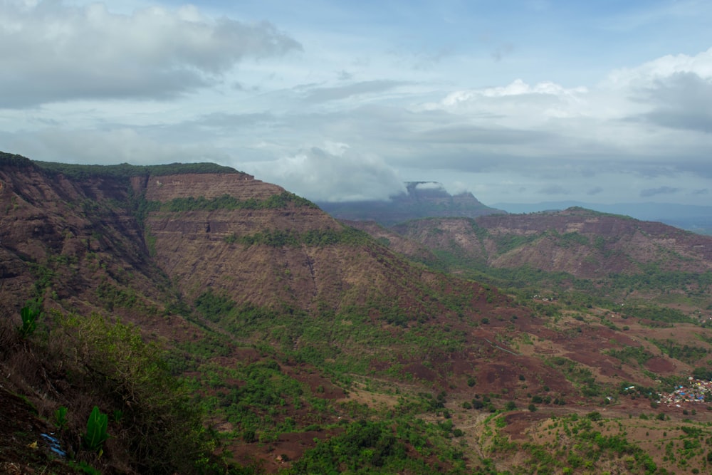 a landscape with hills and trees