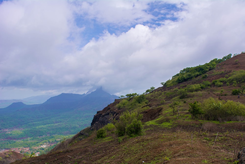 a landscape with hills and trees