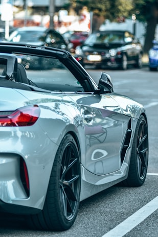 a silver sports car
