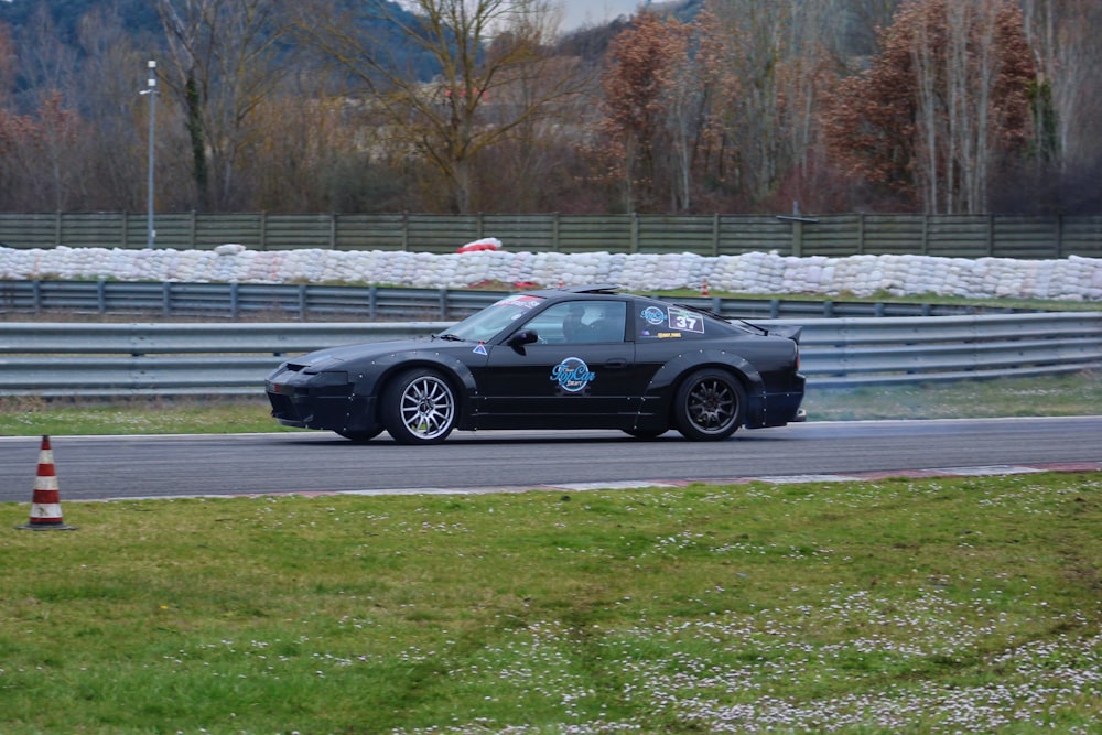 a black car on a road