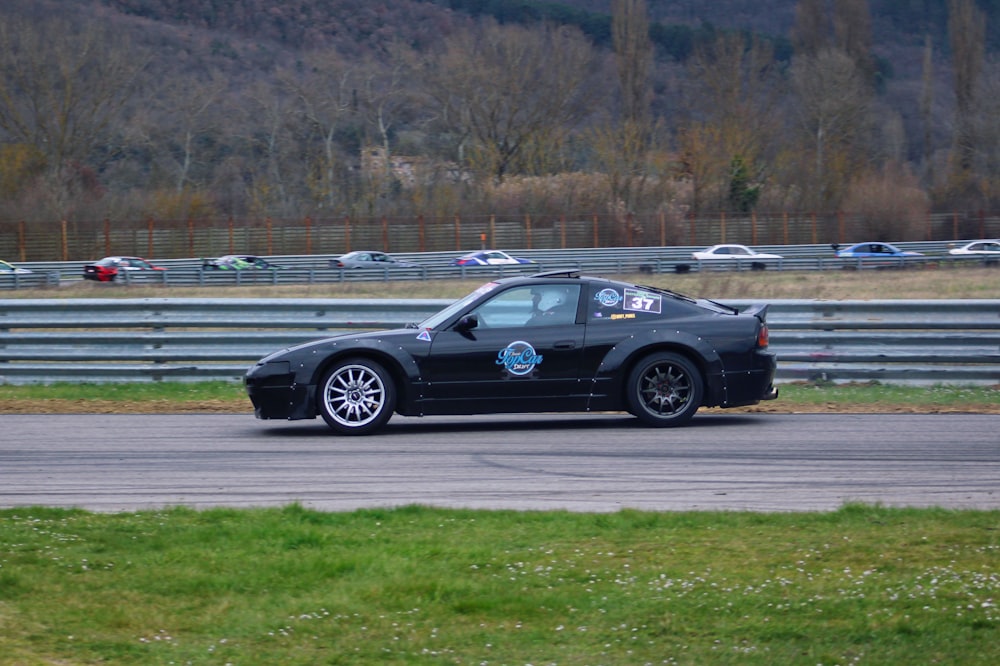 a black car on a road