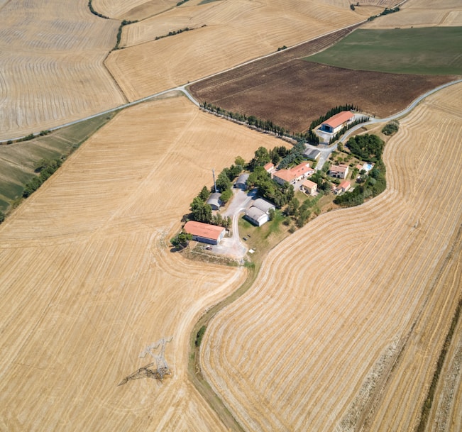 a small town on a farm