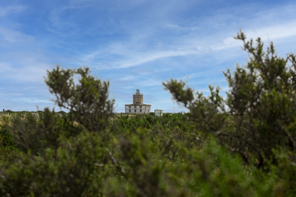 Un edificio en la cima de una colina