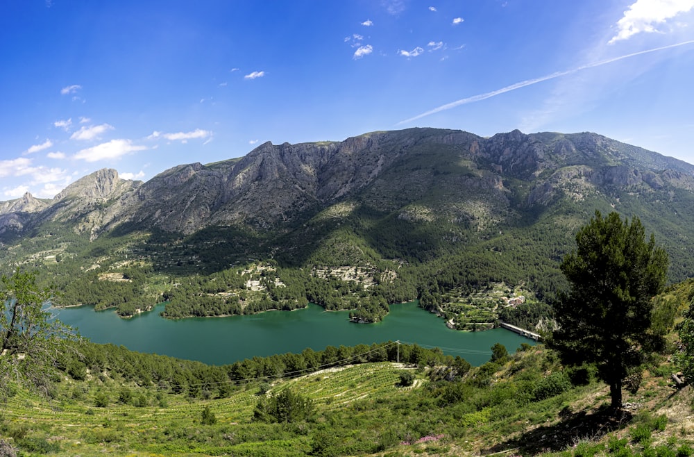 a lake surrounded by mountains