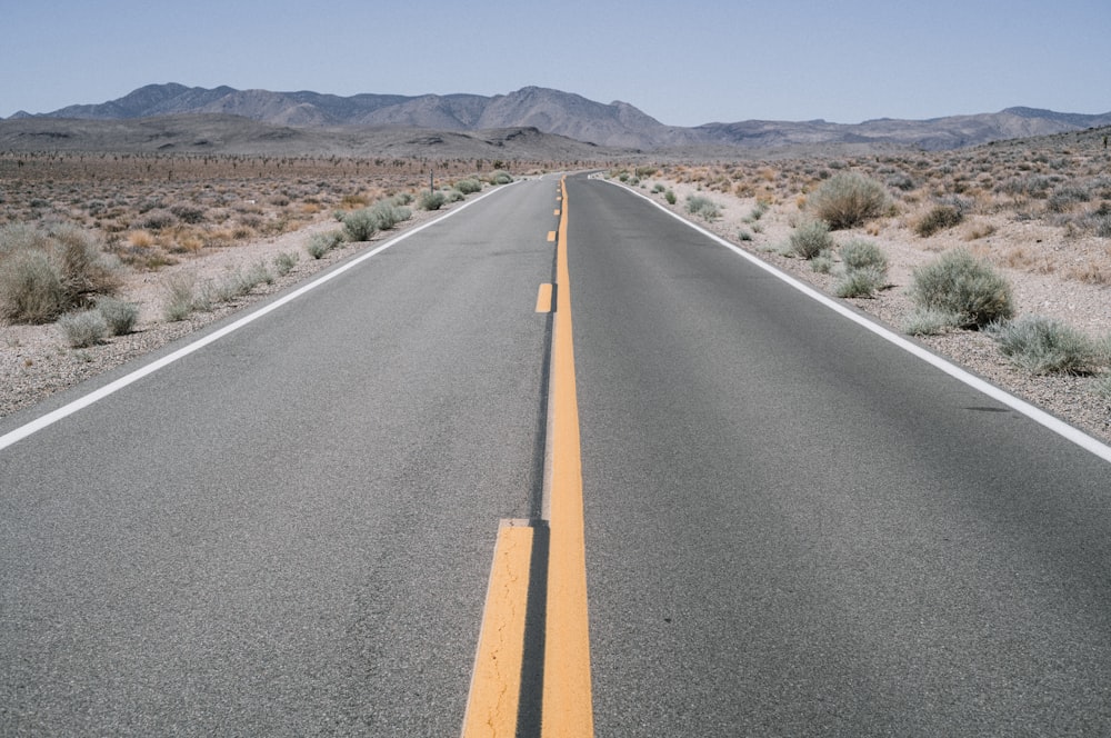 a road with yellow lines