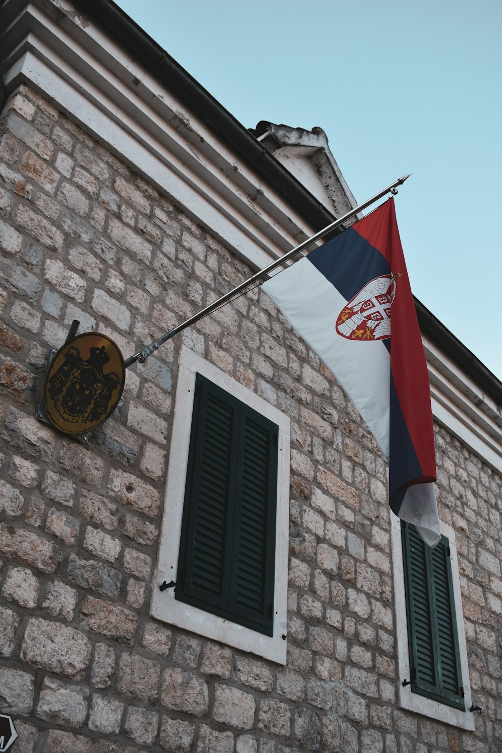 a flag on a building