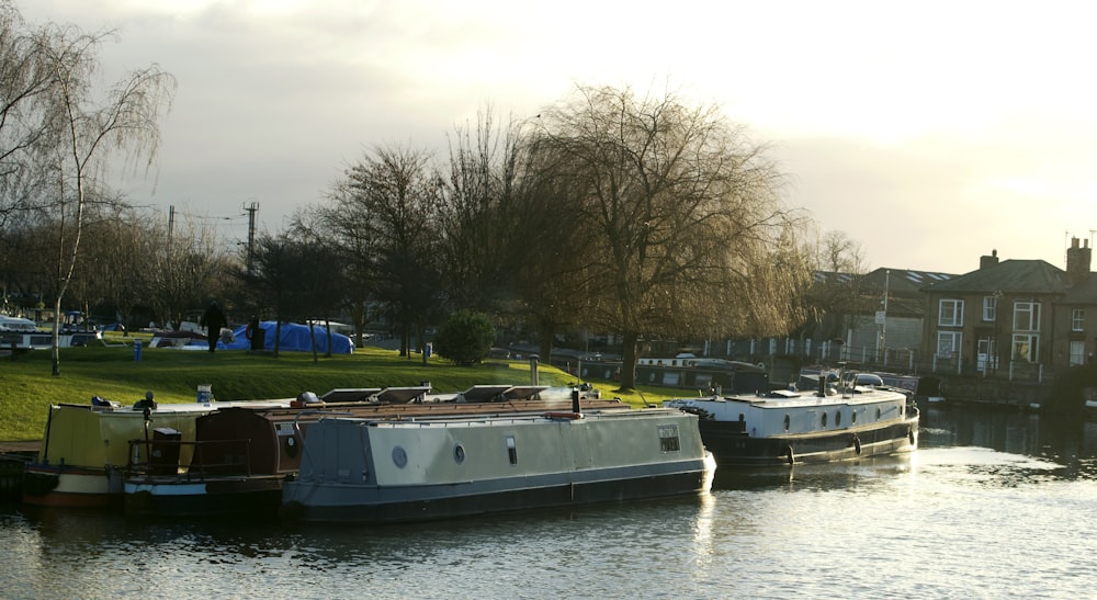 a couple of boats on a river