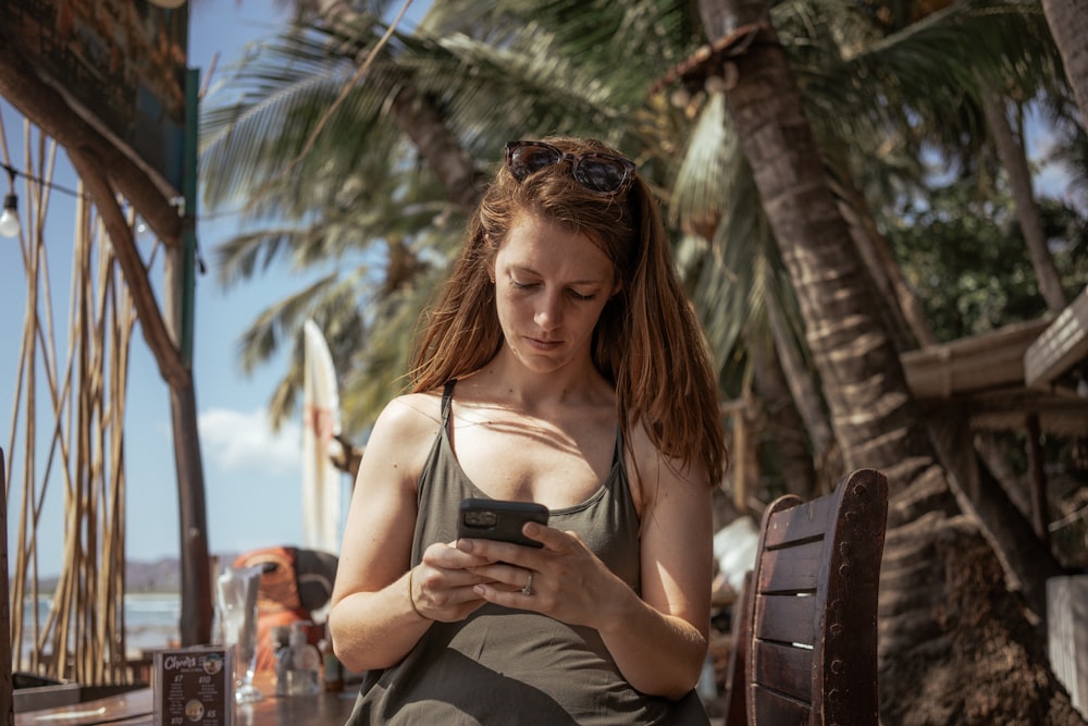 a woman sitting on a chair