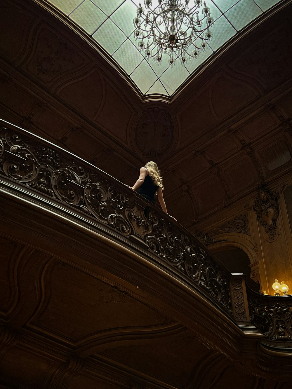 a person standing on a staircase