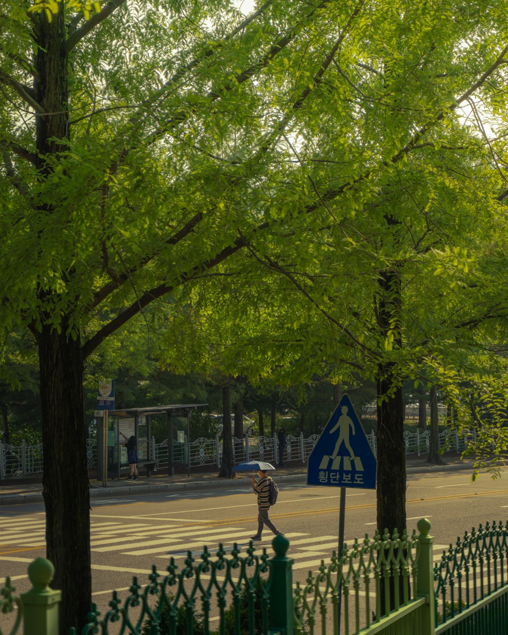 a person walking down a sidewalk