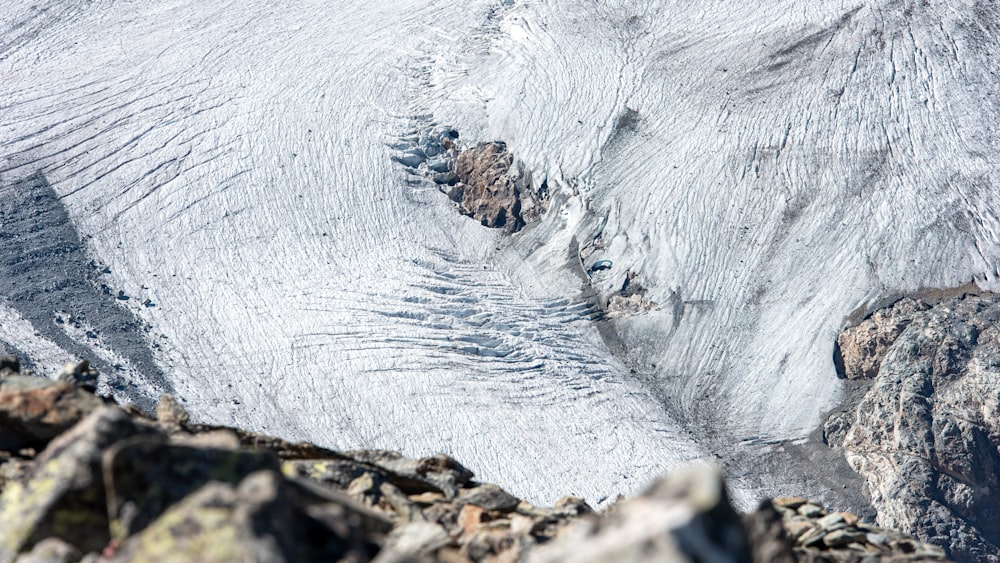 a rocky and snowy mountain