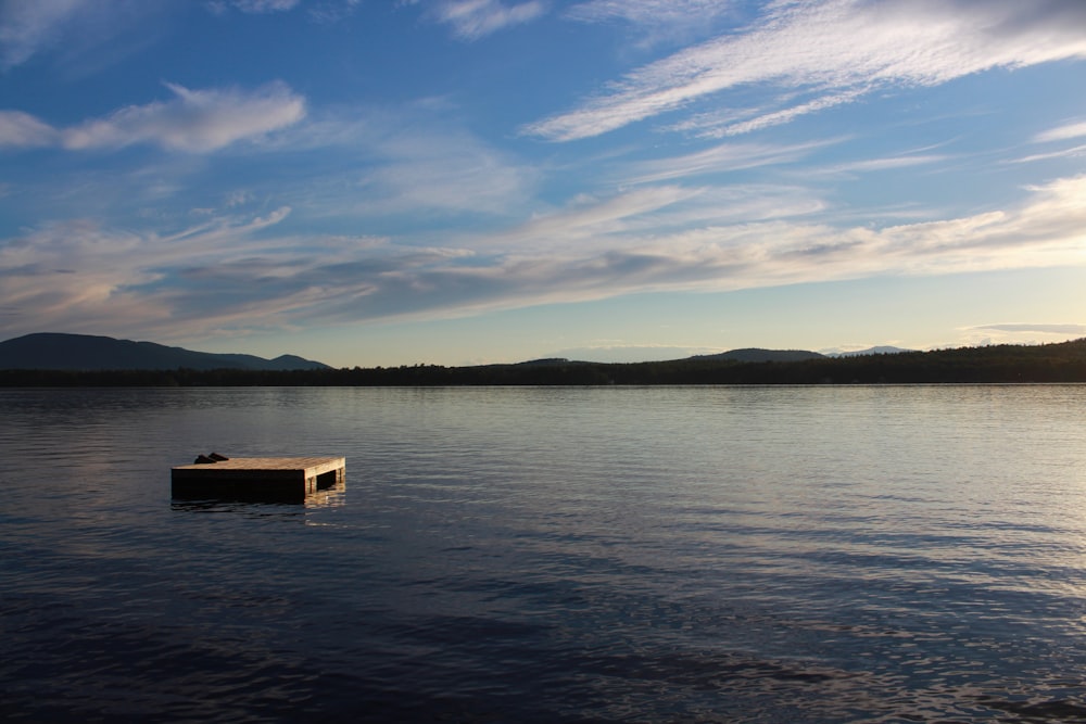 a dock in a lake