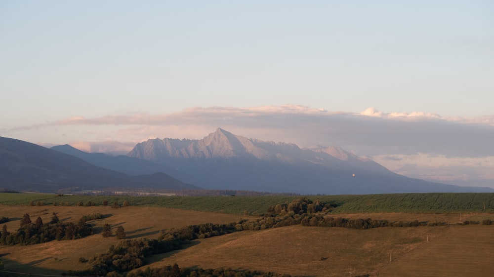 a landscape with mountains in the back