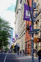 a street sign on a city street