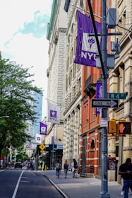 a street sign on a city street