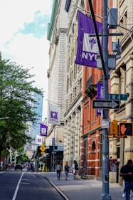 a street sign on a city street