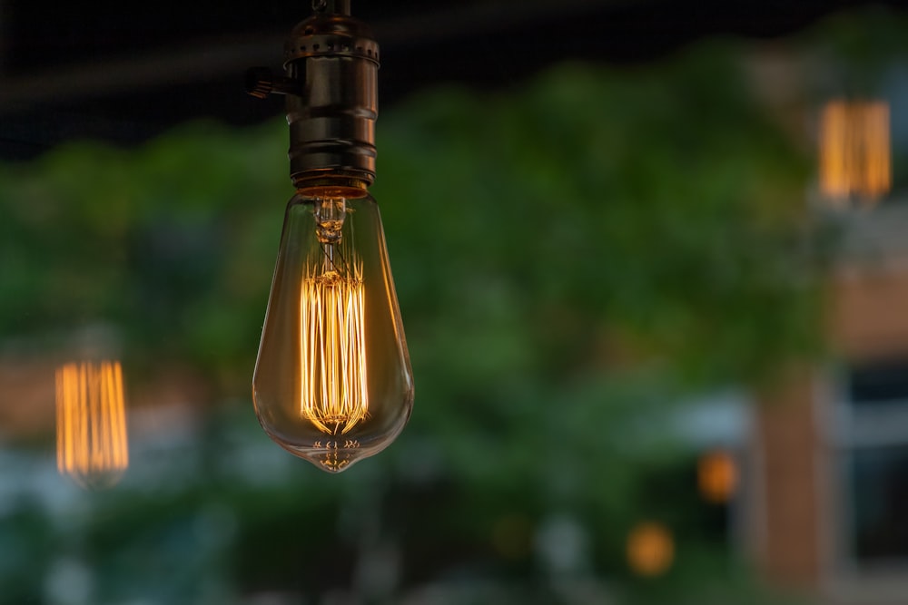 a light bulb from a ceiling