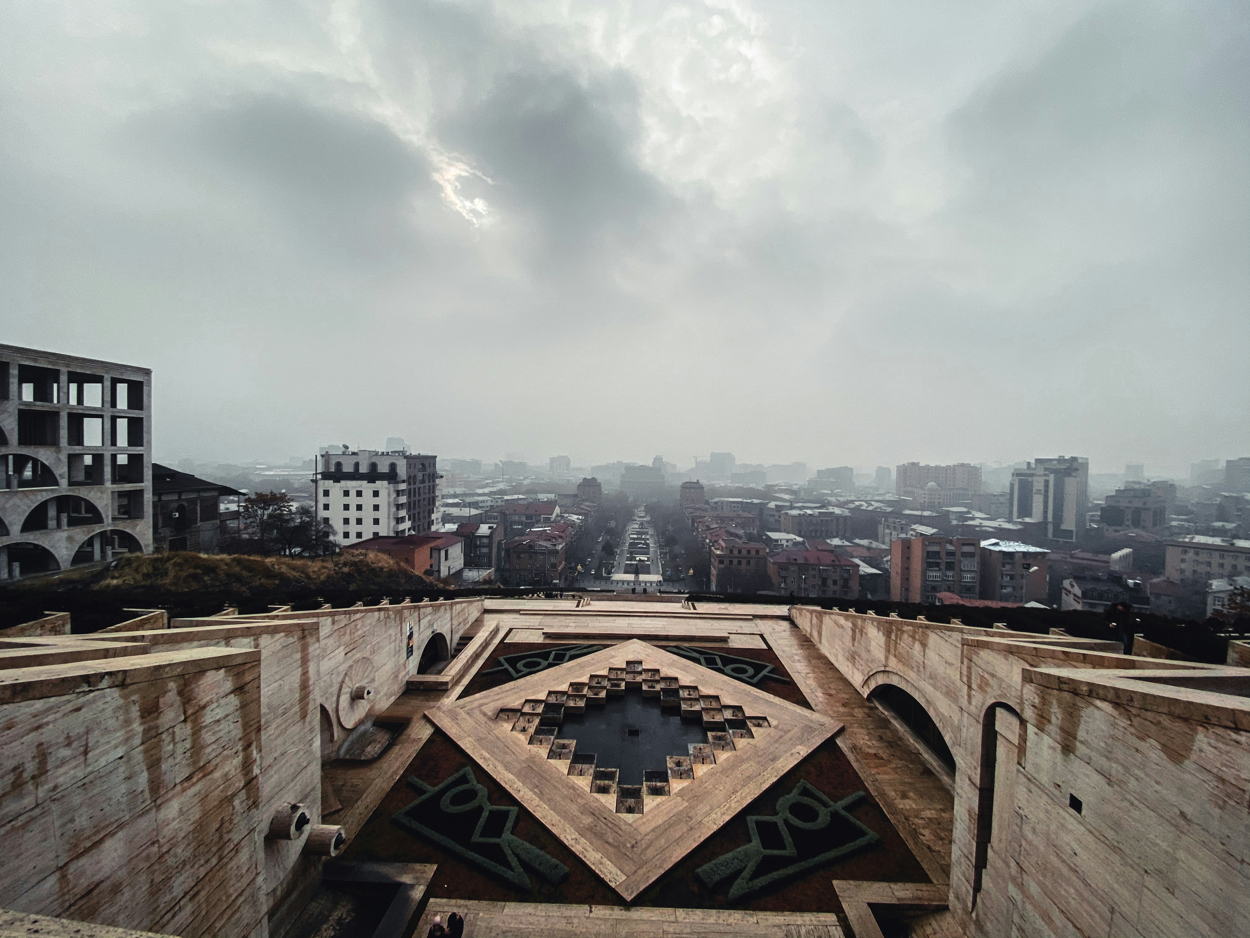 a city with a clock, Erevan city view