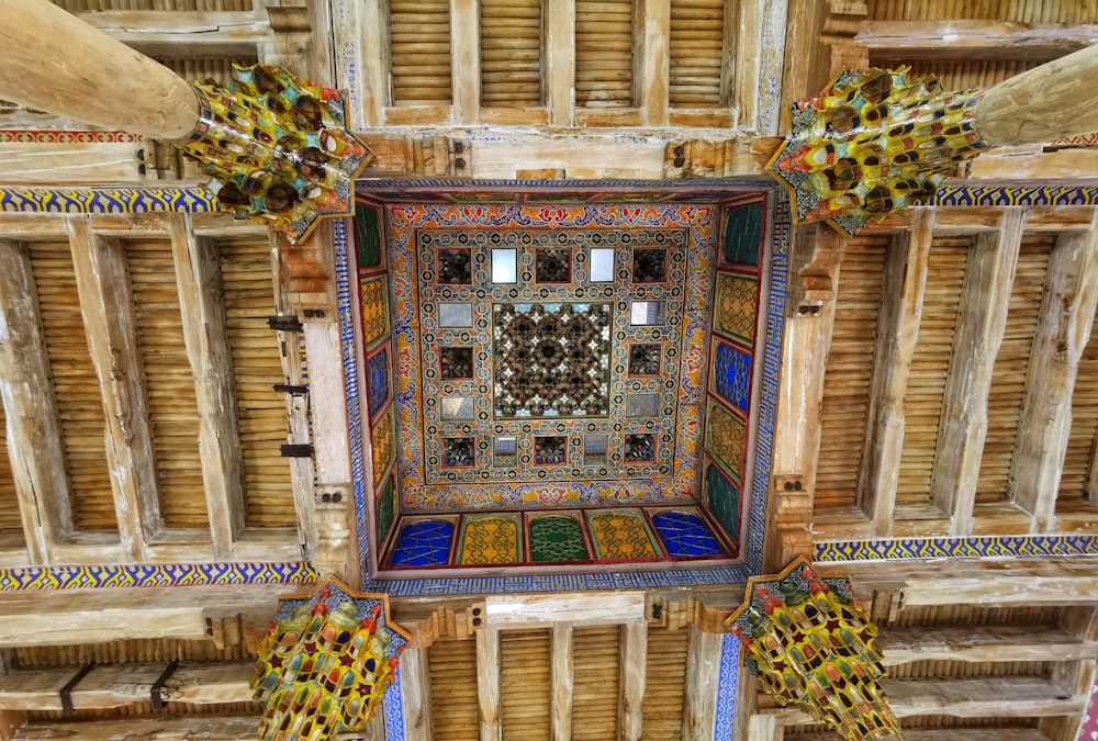 a colorful shrine in a building