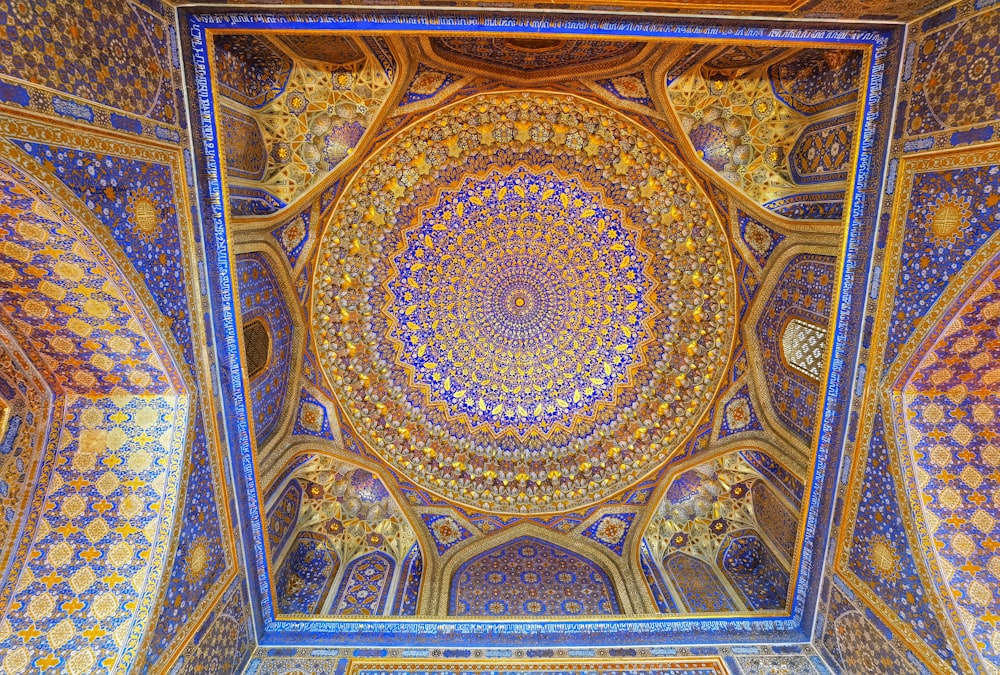 a colorful ceiling with designs