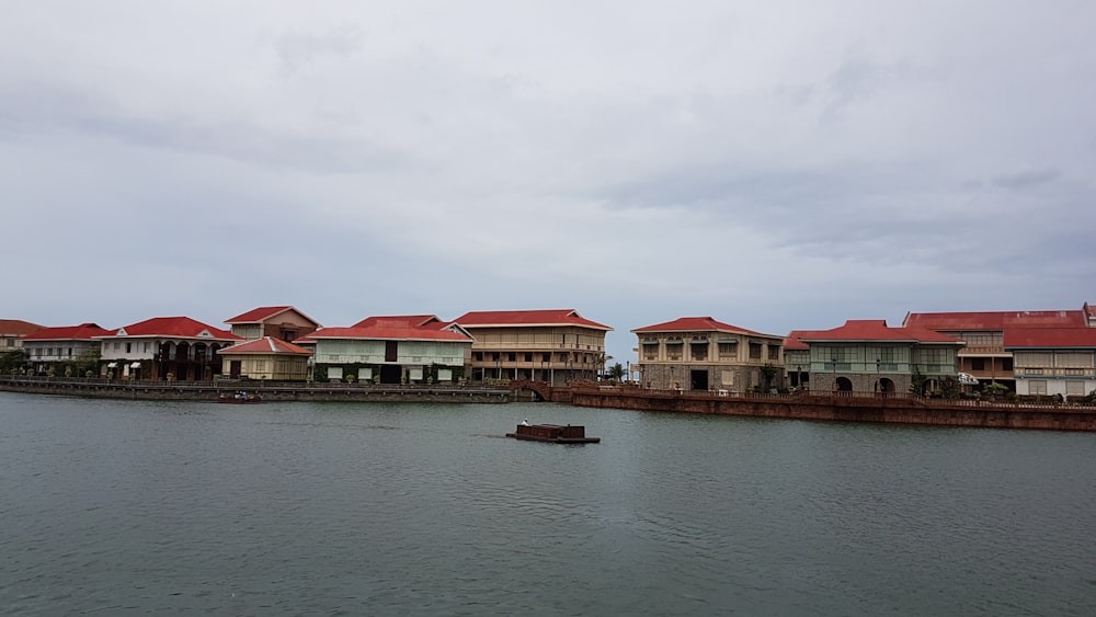 a row of buildings on a dock