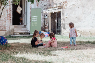 a group of children playing outside