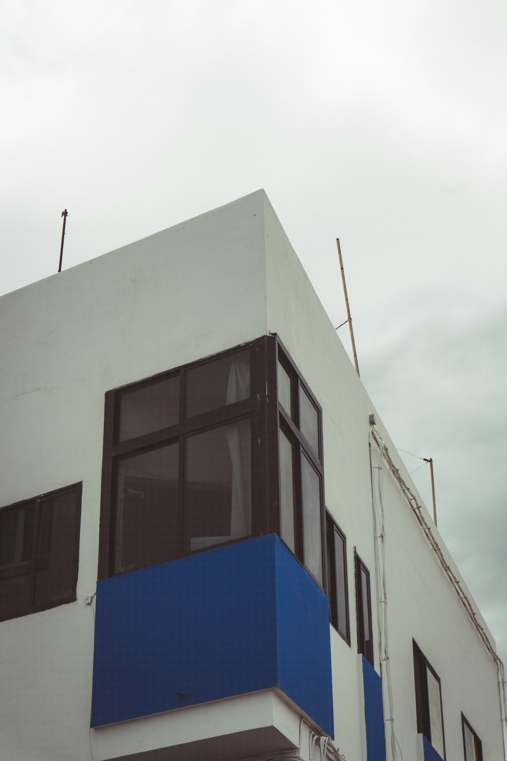 a building with a blue roof