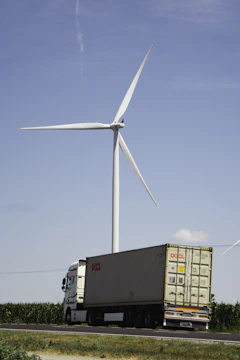 a truck with a windmill on top