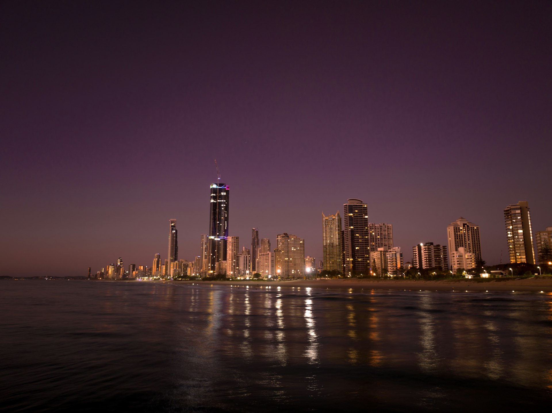Gold Coast skyline with towers overlooking the Pacific Ocean