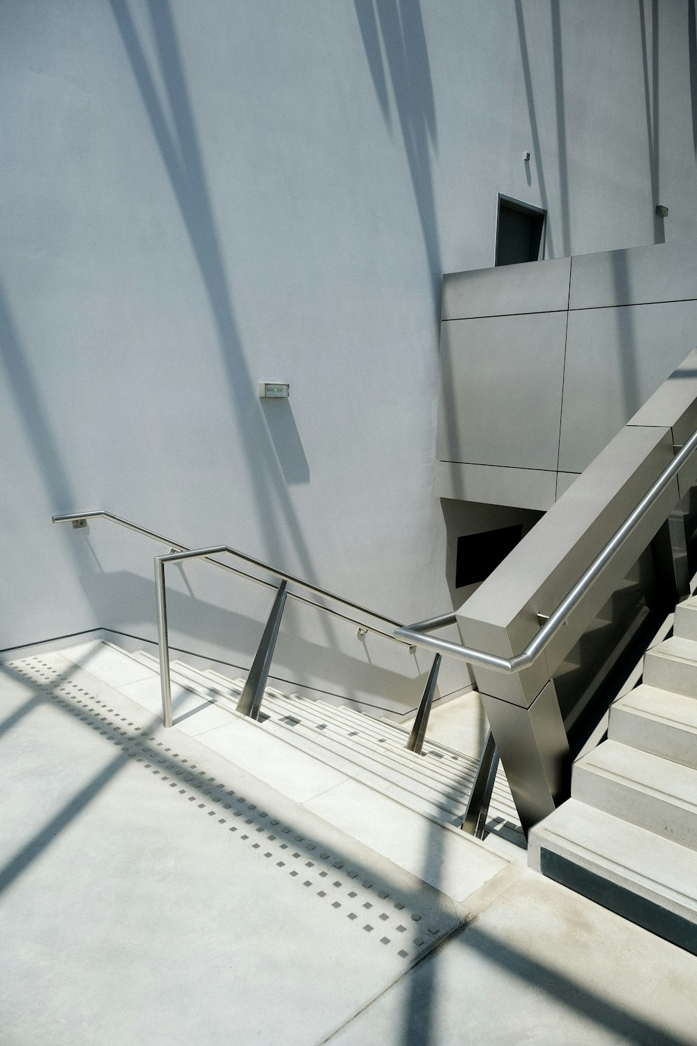 a staircase with a railing