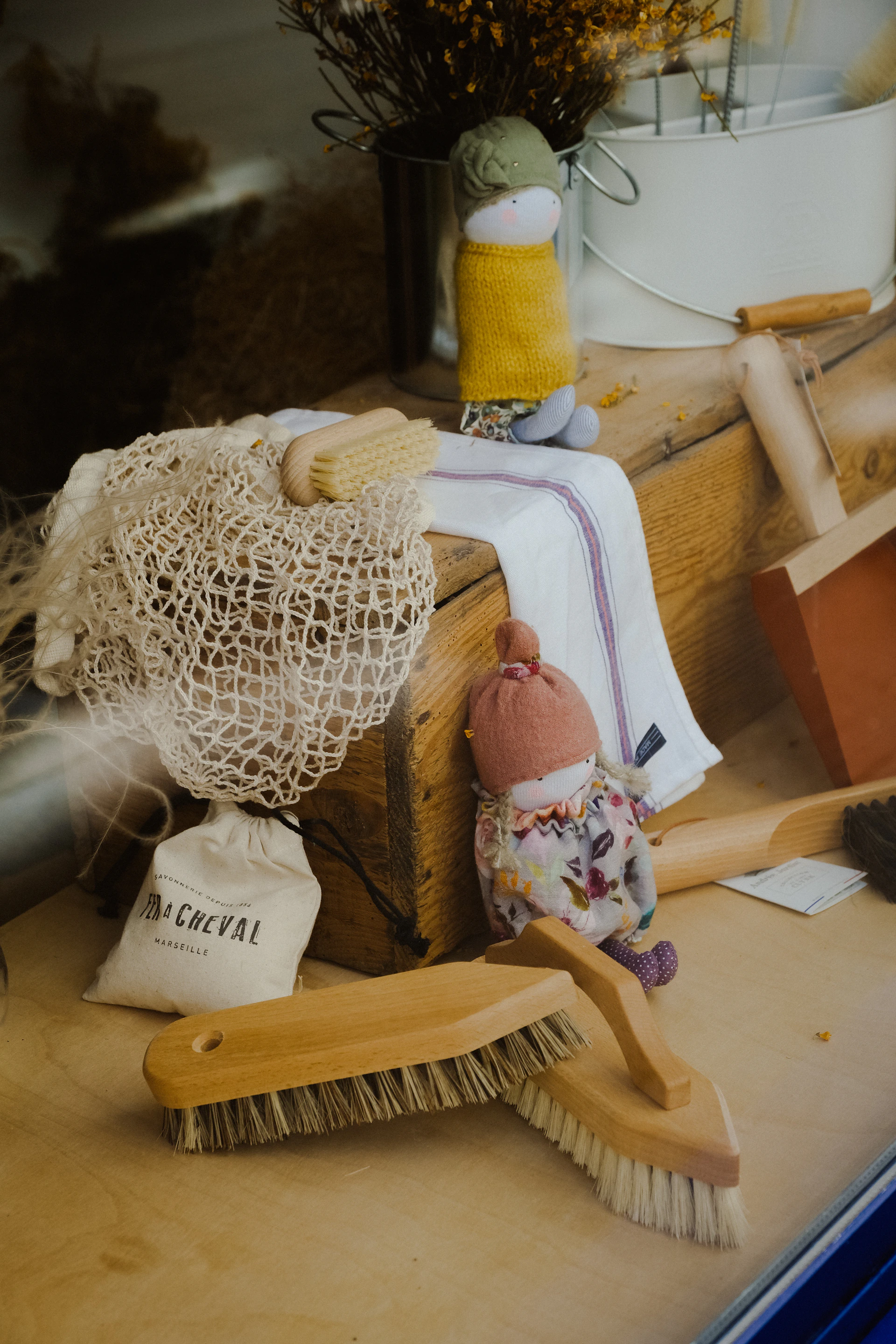 a knitted hat on a table