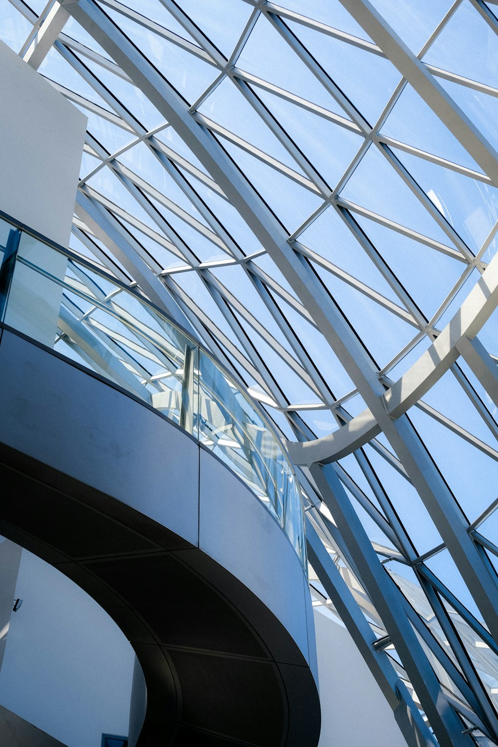 looking up at a glass ceiling