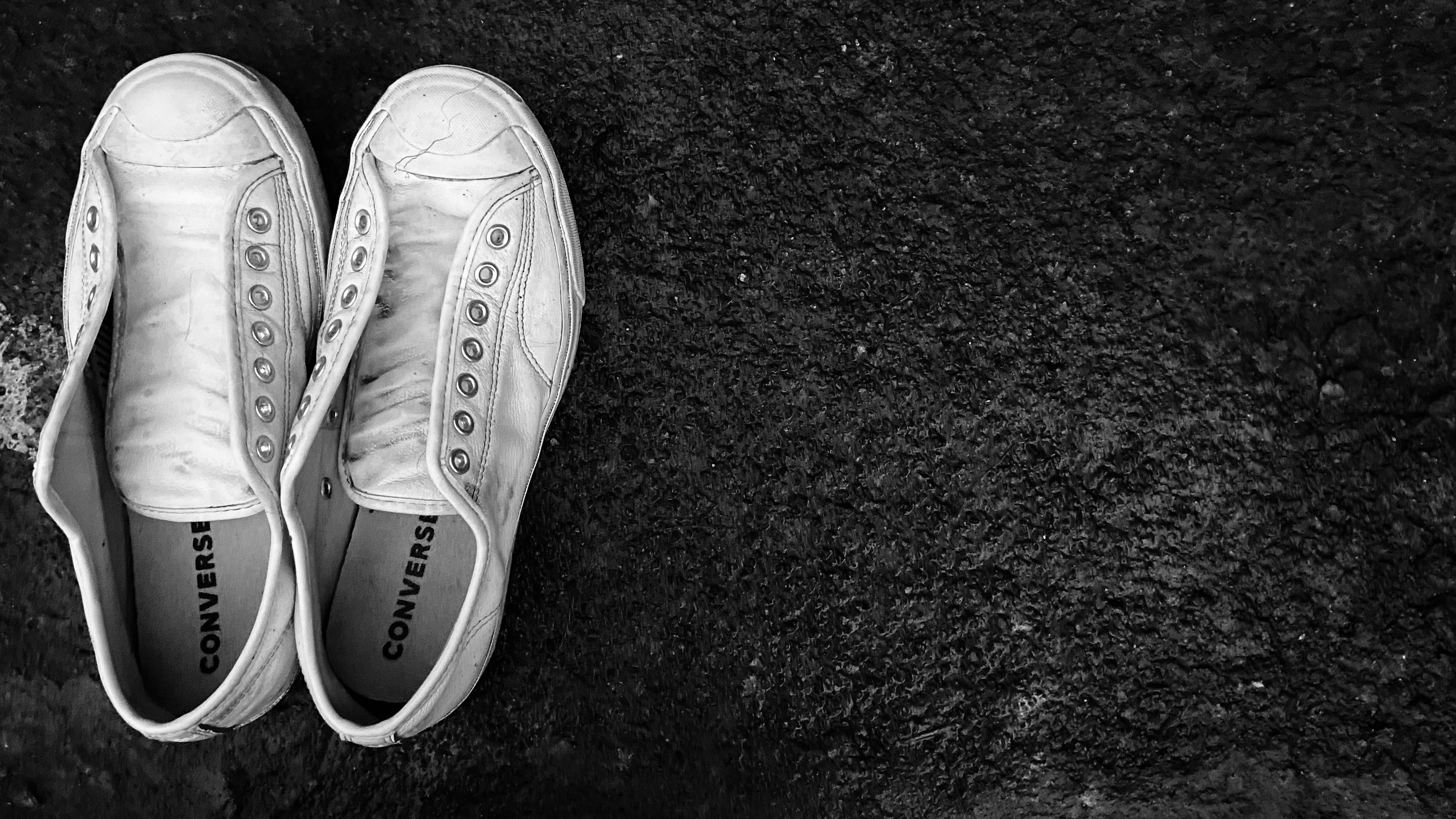 a pair of white shoes