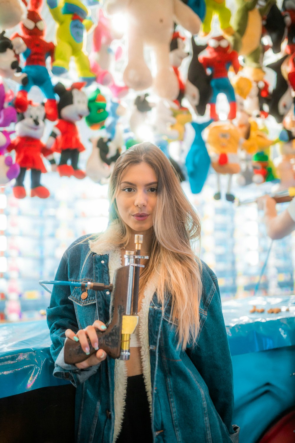 a woman holding a purse