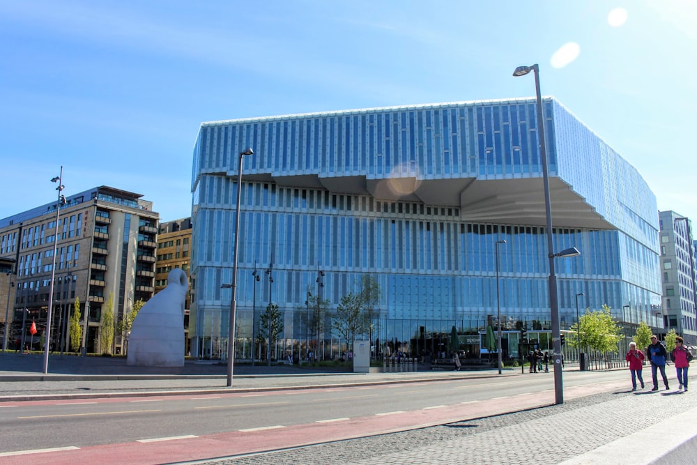 a large glass building