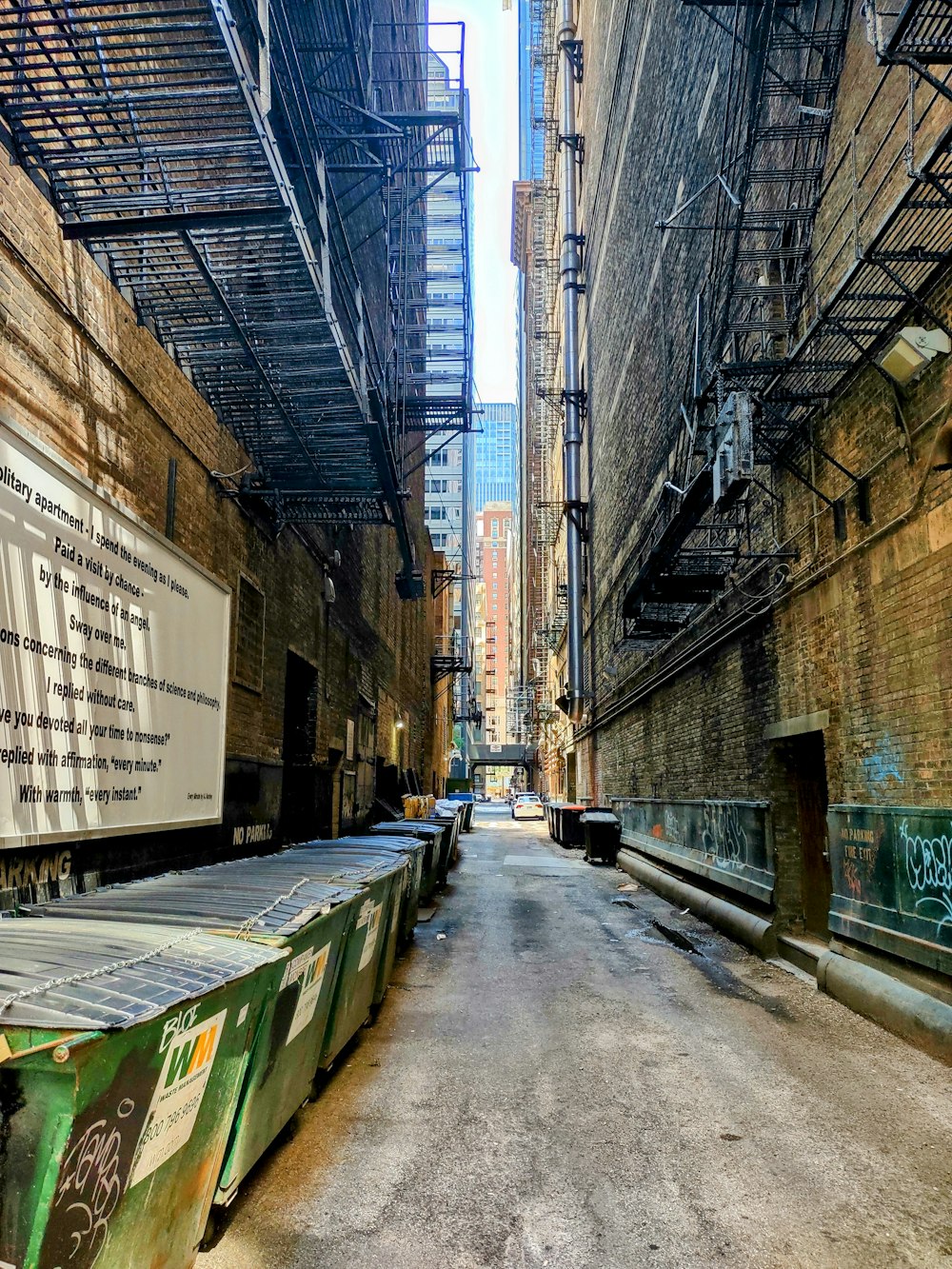 a narrow alley between buildings