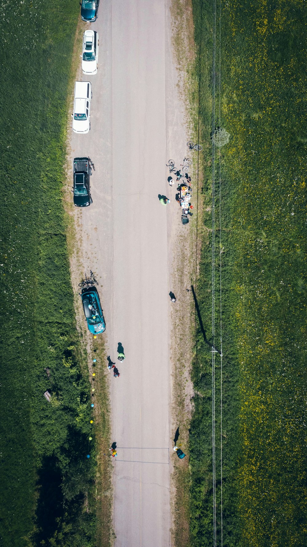 a group of people on a road