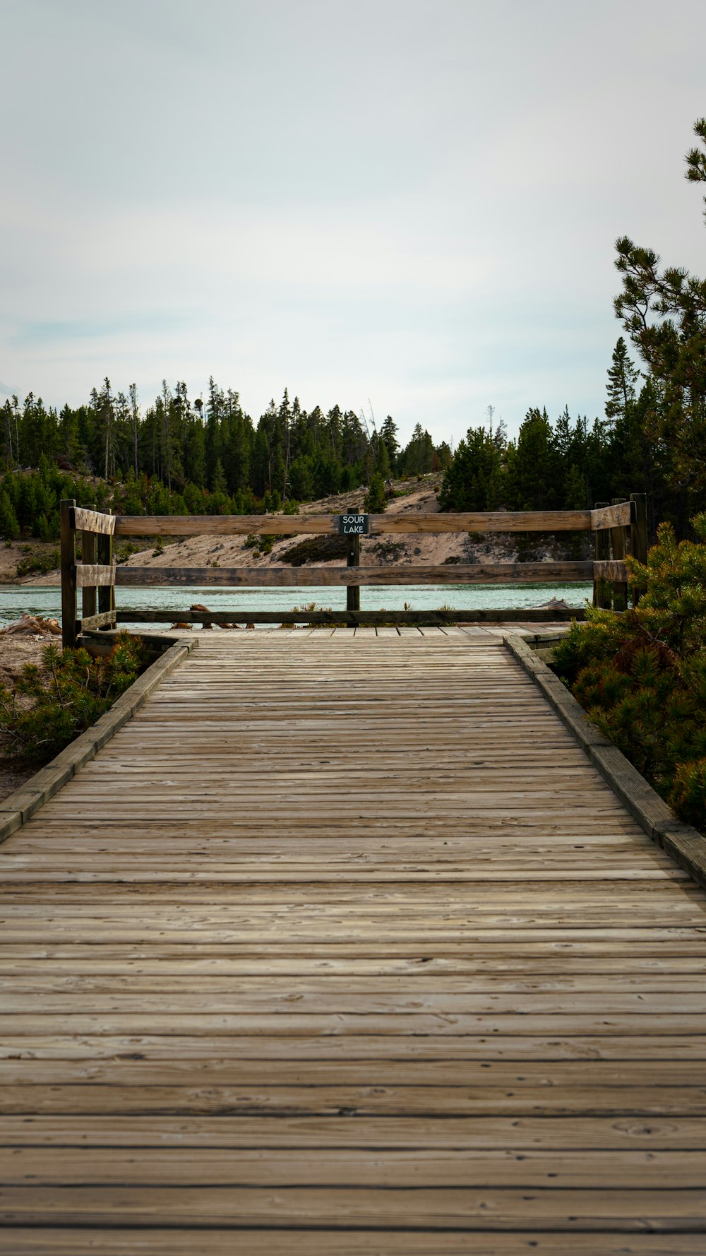 a wooden bridge over water