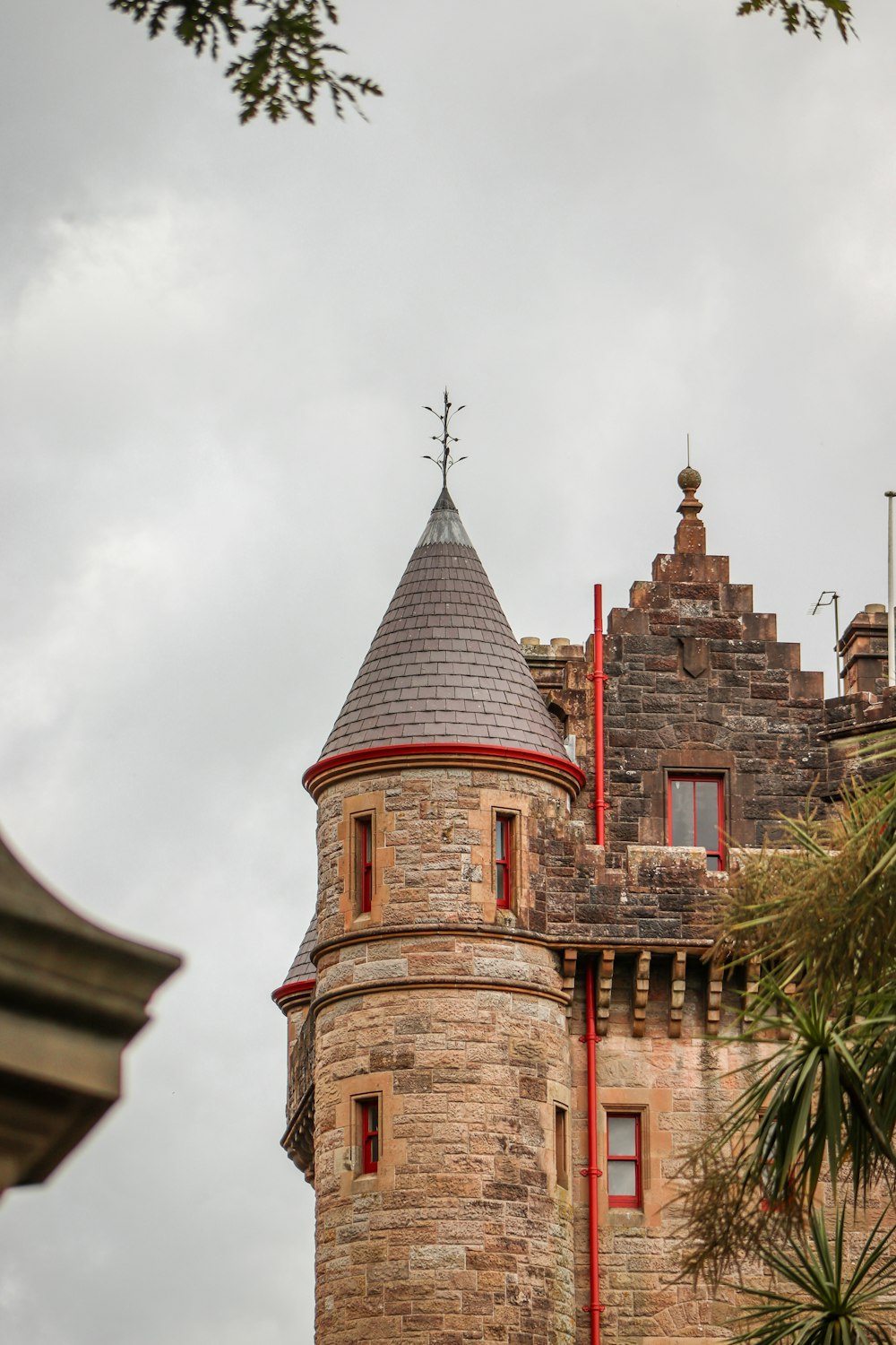 a brick building with a tower