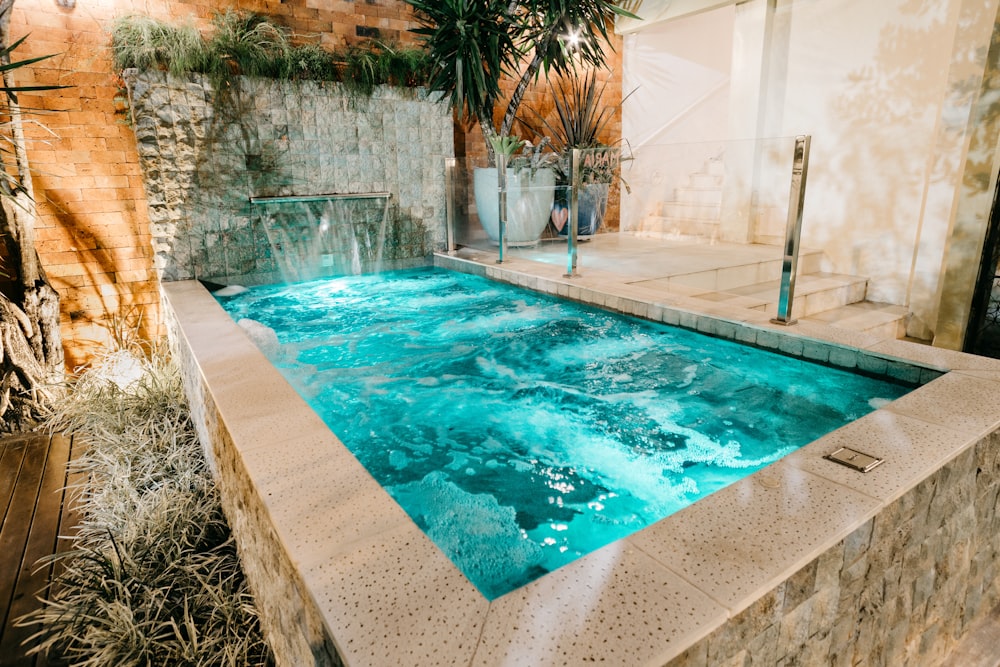 a pool in a stone building