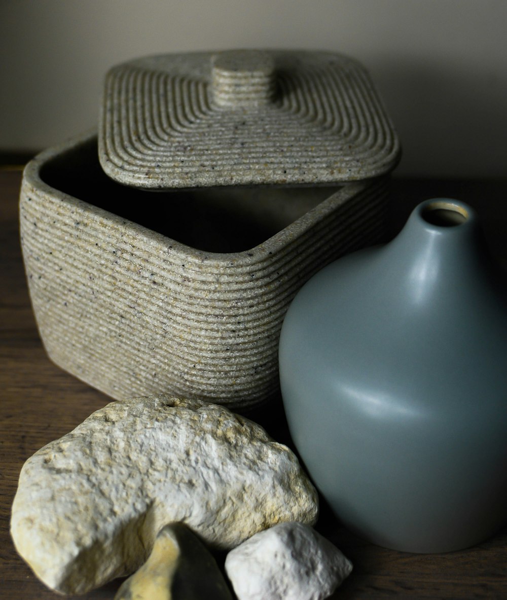 a couple of vases on a table