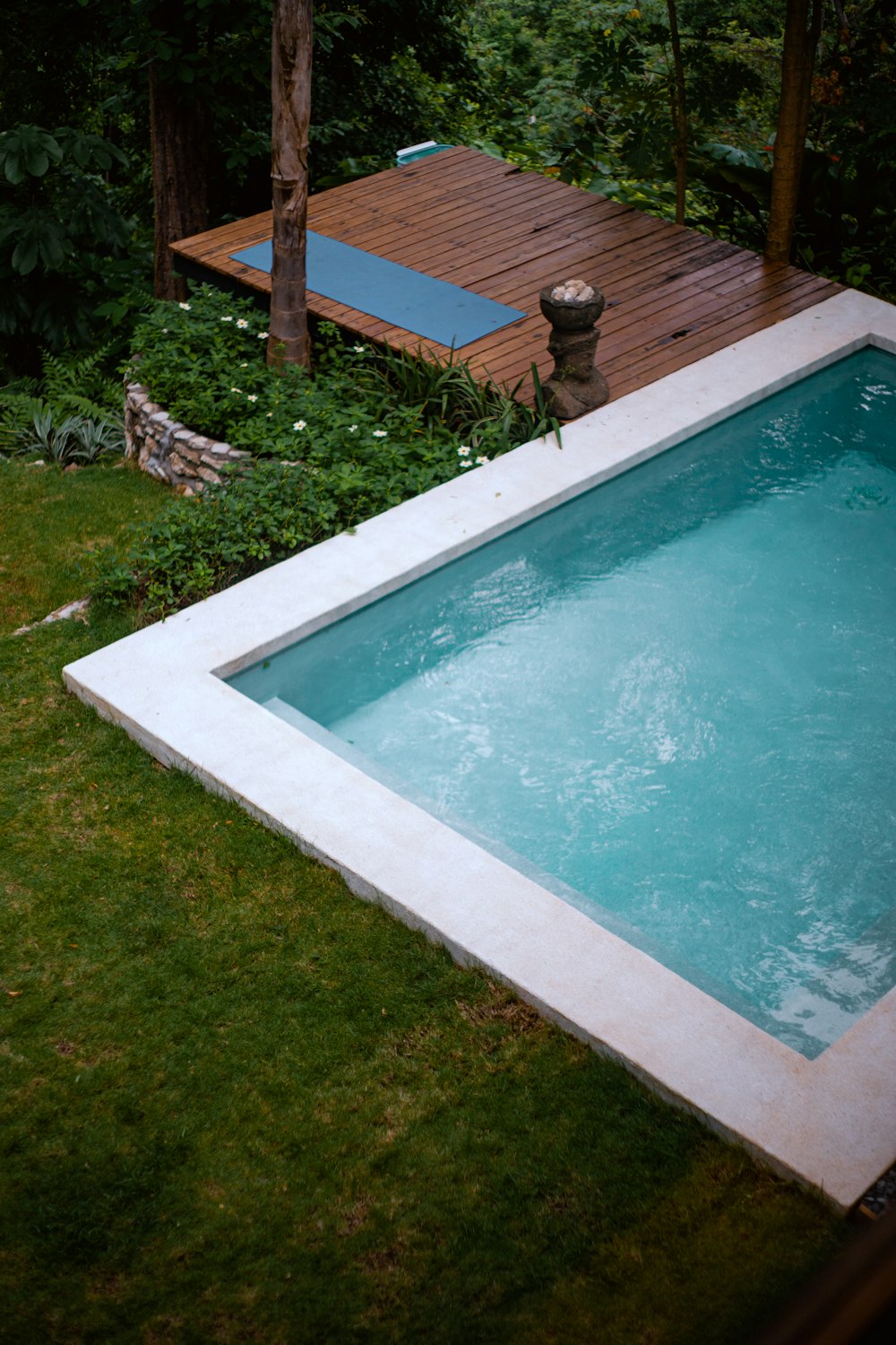 a swimming pool in a backyard