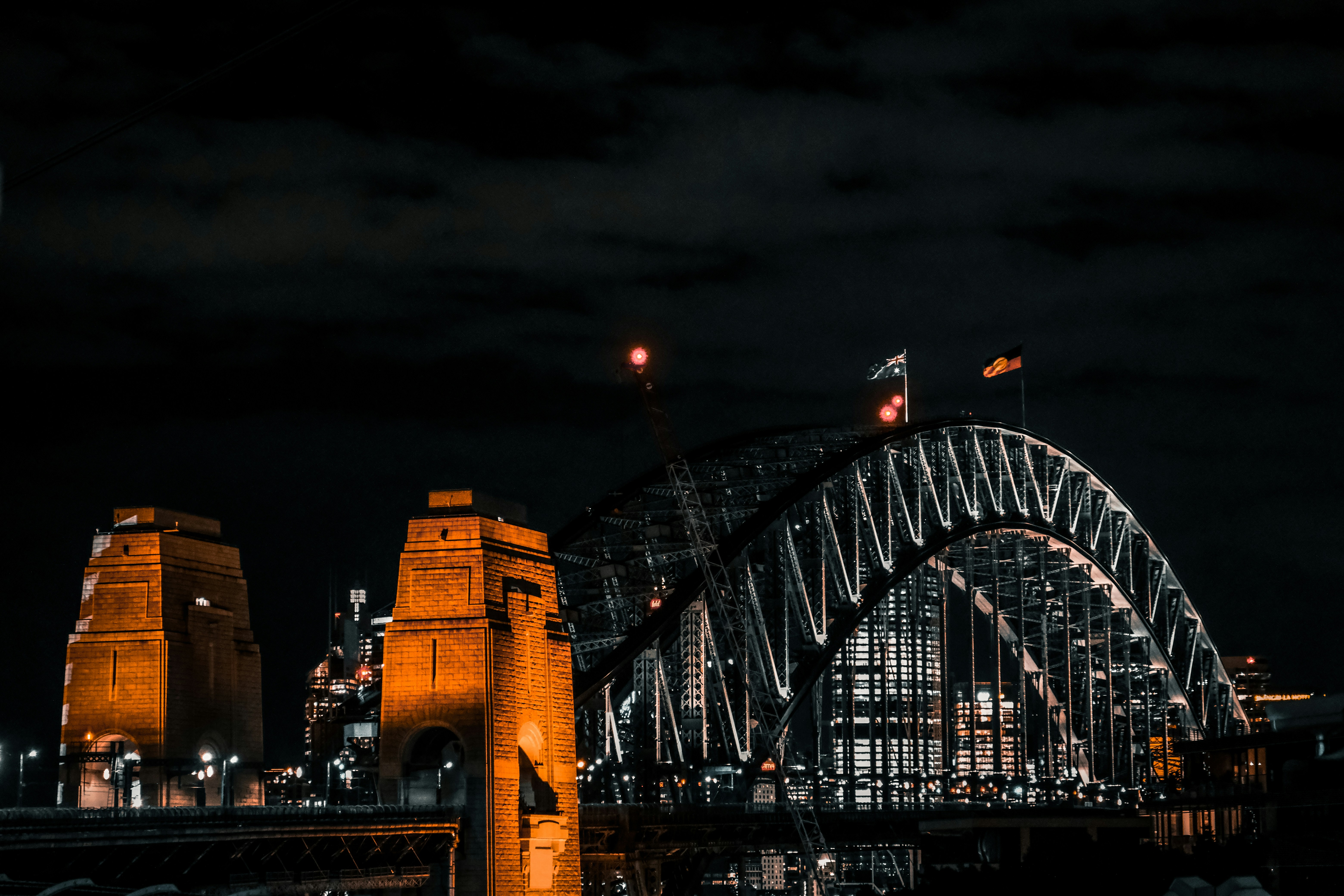 a bridge with a lit up wheel