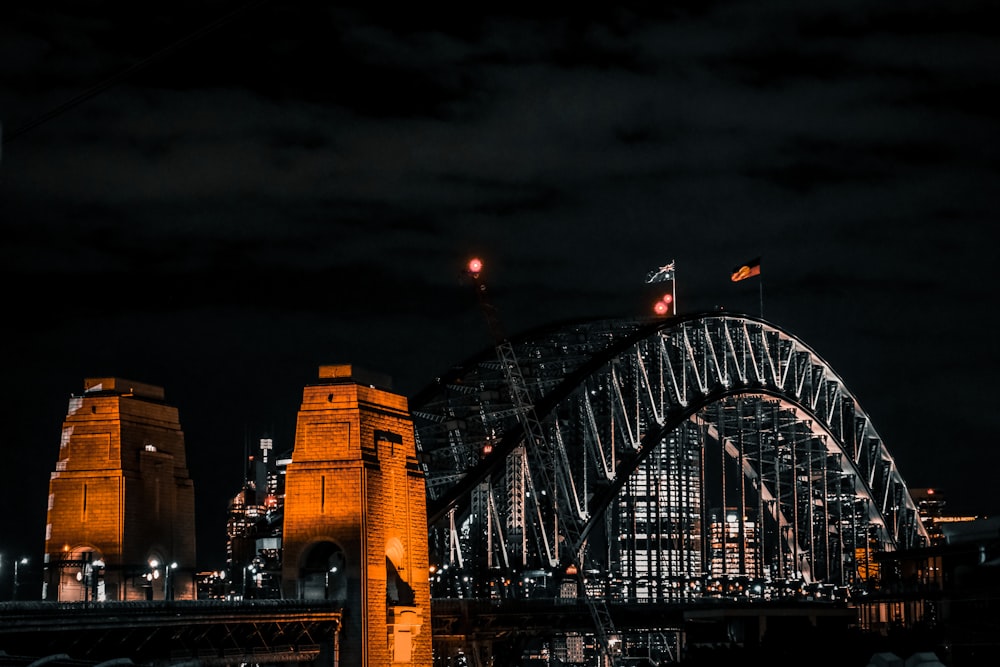 a bridge with a lit up wheel