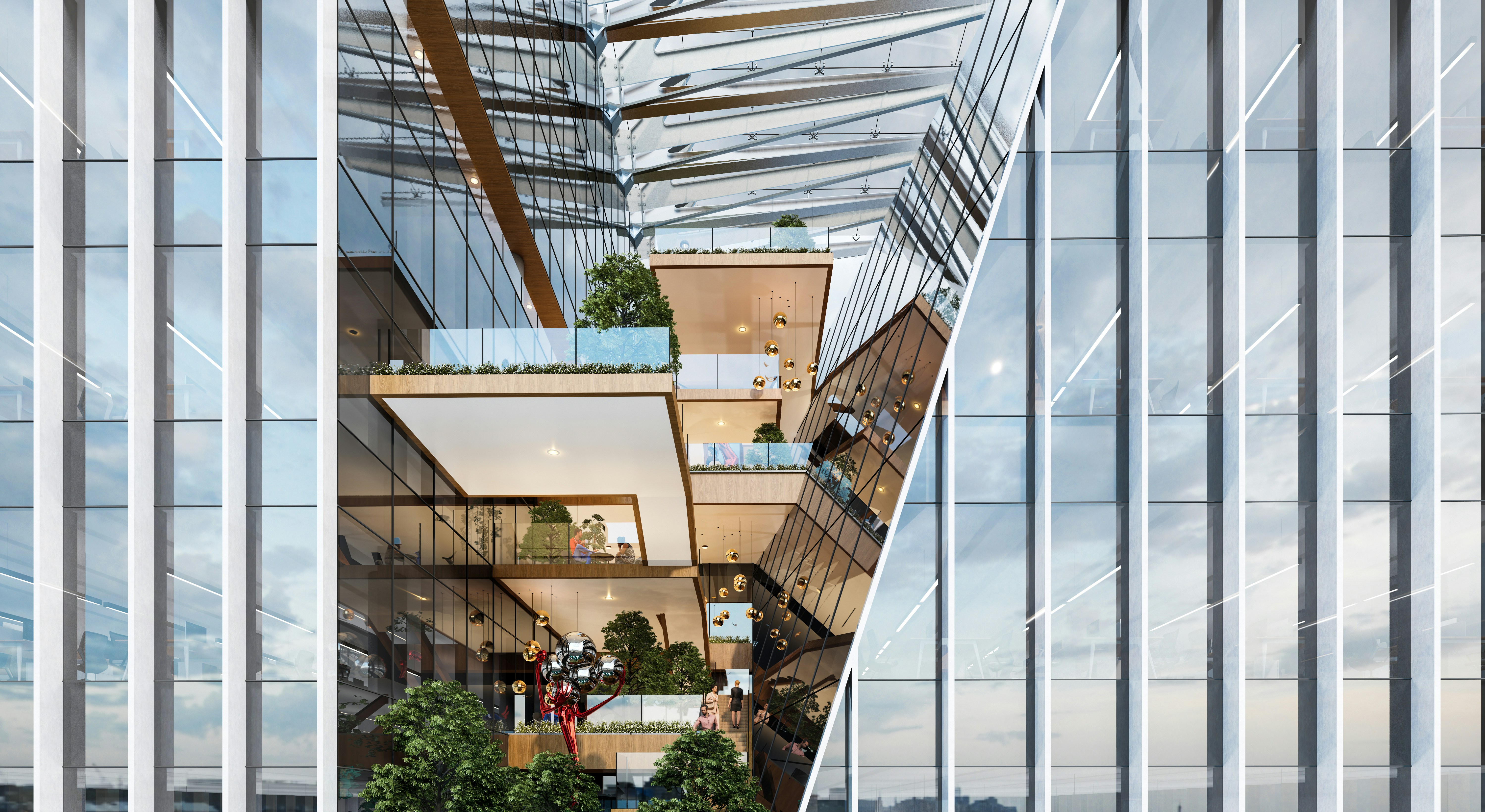 a building with glass windows