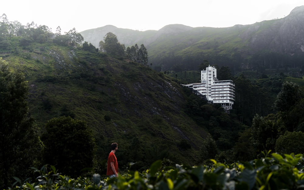 a person standing on a hill