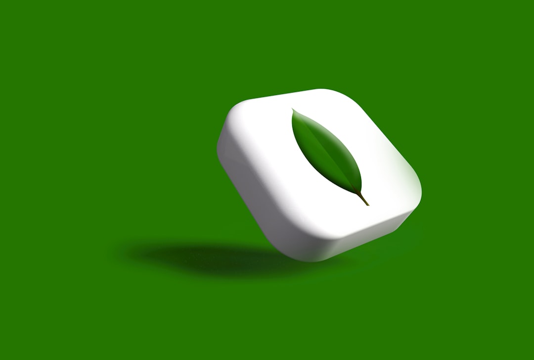 Mongodb icon in 3D. My 3D work may be seen in the section titled "3D Render."